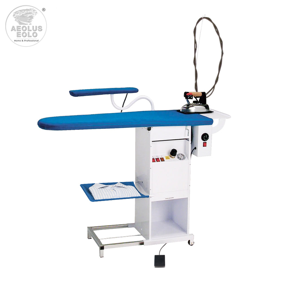 Tavolo da stiro professionale modello TS03 con caldaia e Ferro da stiro Motore aspirante Piano riscaldato con termostato Classe Energetica A++ Made in Italy Garanzia 5 anni