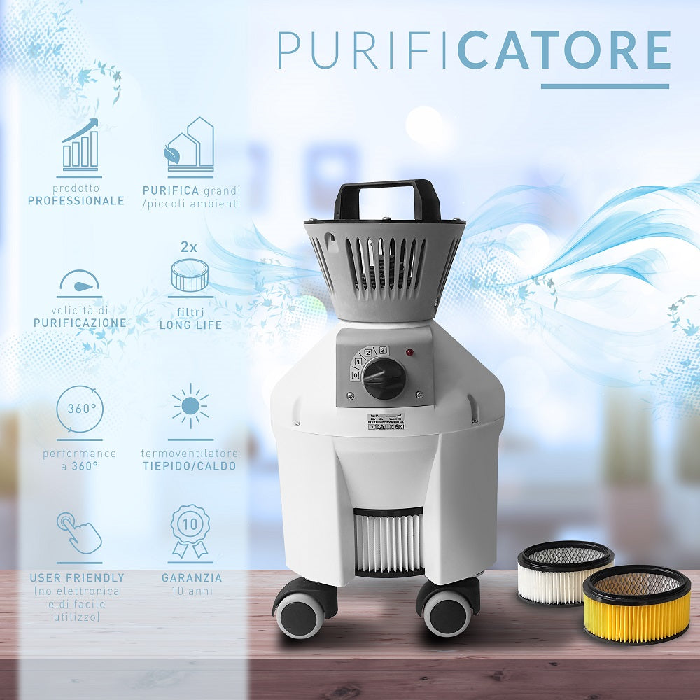 EOLO Purificatore d'Aria LPV400 AIR PRO 3P Dotato di 2 Filtri Professionali Made in Italy Garanzia 5 Anni Efficienza A++