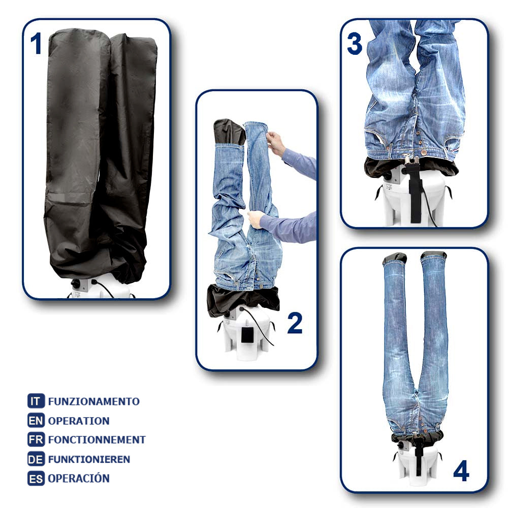 EOLO Stira Pantaloni SA08 ECO Stira Asciuga Automatico Jeans Bermuda Sportivi Militari Stirasciugatrice Asciugabiancheria Elettrica Manichino Aria Calda Stiro Verticale Ferro Stiratore Termico 3 Programmi Made in Italy Garanzia 5 Anni Efficienza A++