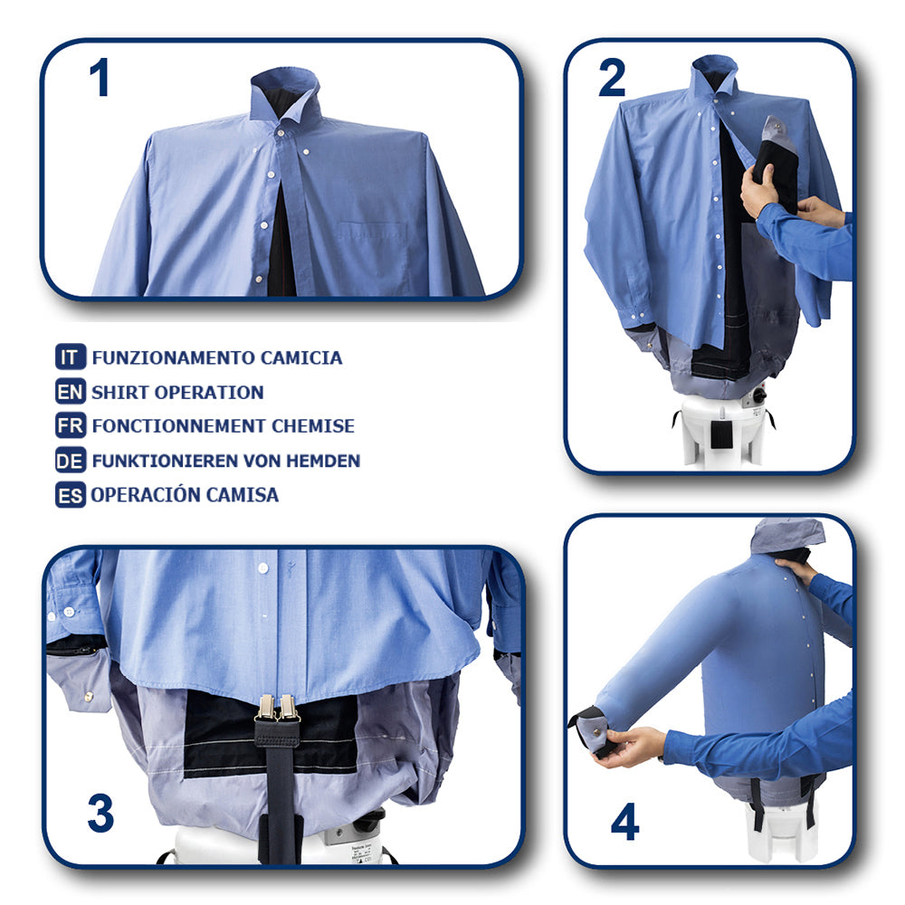 EOLO Stiracamicie SA01 ECO Stira Asciuga in Automatico Camicie Camicette Polo Maglie Felpe StirAsciugatore Stiratrice Asciugatrice Manichino Aria Calda Stiro Verticale Ferro da Stiro Professionale 3 Programmi Made in Italy Garanzia 5 Anni Efficienza A++