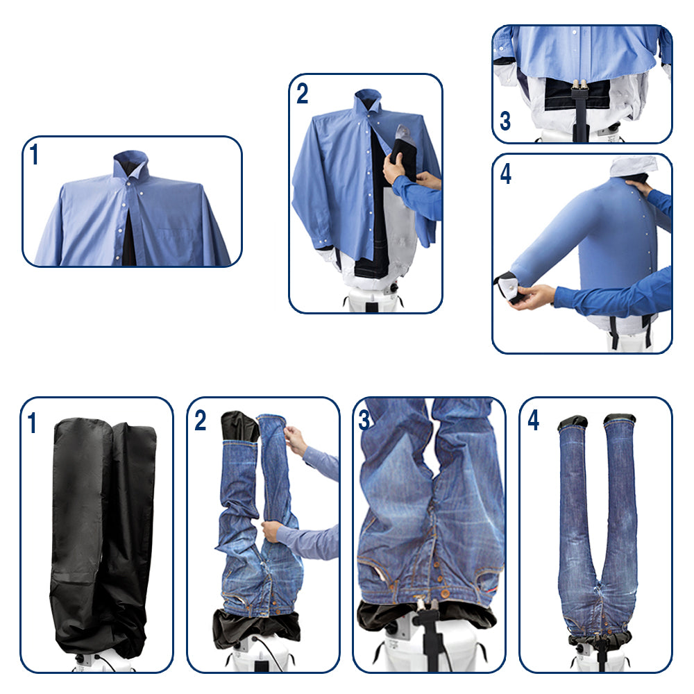 RepaSSécheur Repasse Seche automatiquement les chemises les polos les pantalons les jeans Rafraîchit et désinfecte les vêtements Tissus RepaSSécheur 4 en 1 Fer à repasser vertical 3 programmes A ++ Garantie de 10 ans SA04 E ECO INOX