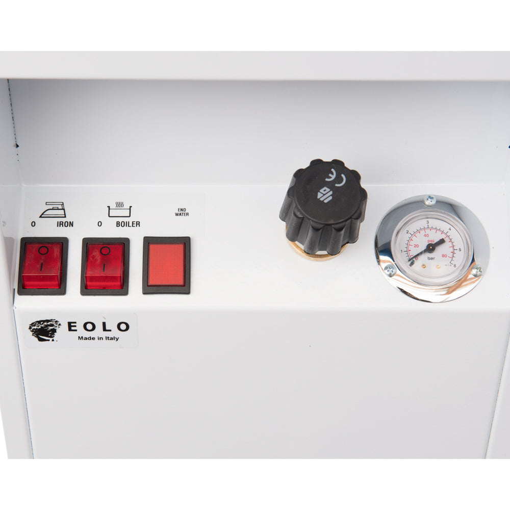 Tavolo da stiro professionale modello TS03 con caldaia e Ferro da stiro Motore aspirante Piano riscaldato con termostato Classe Energetica A++ Made in Italy Garanzia 5 anni