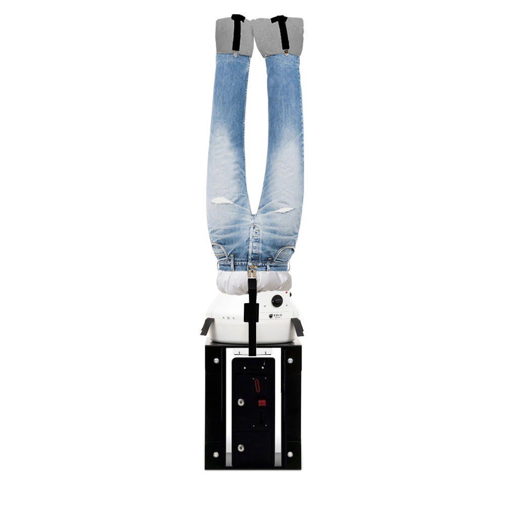 Stirasciugatore Stira Asciuga in modo automatico pantaloni, jeans, pantaloni sportivi, ... con aria calda modello SA15 P SELF INOX munito di base di supporto da fissare a terra e gettoniera - Made in Italy Garanzia 5 anni