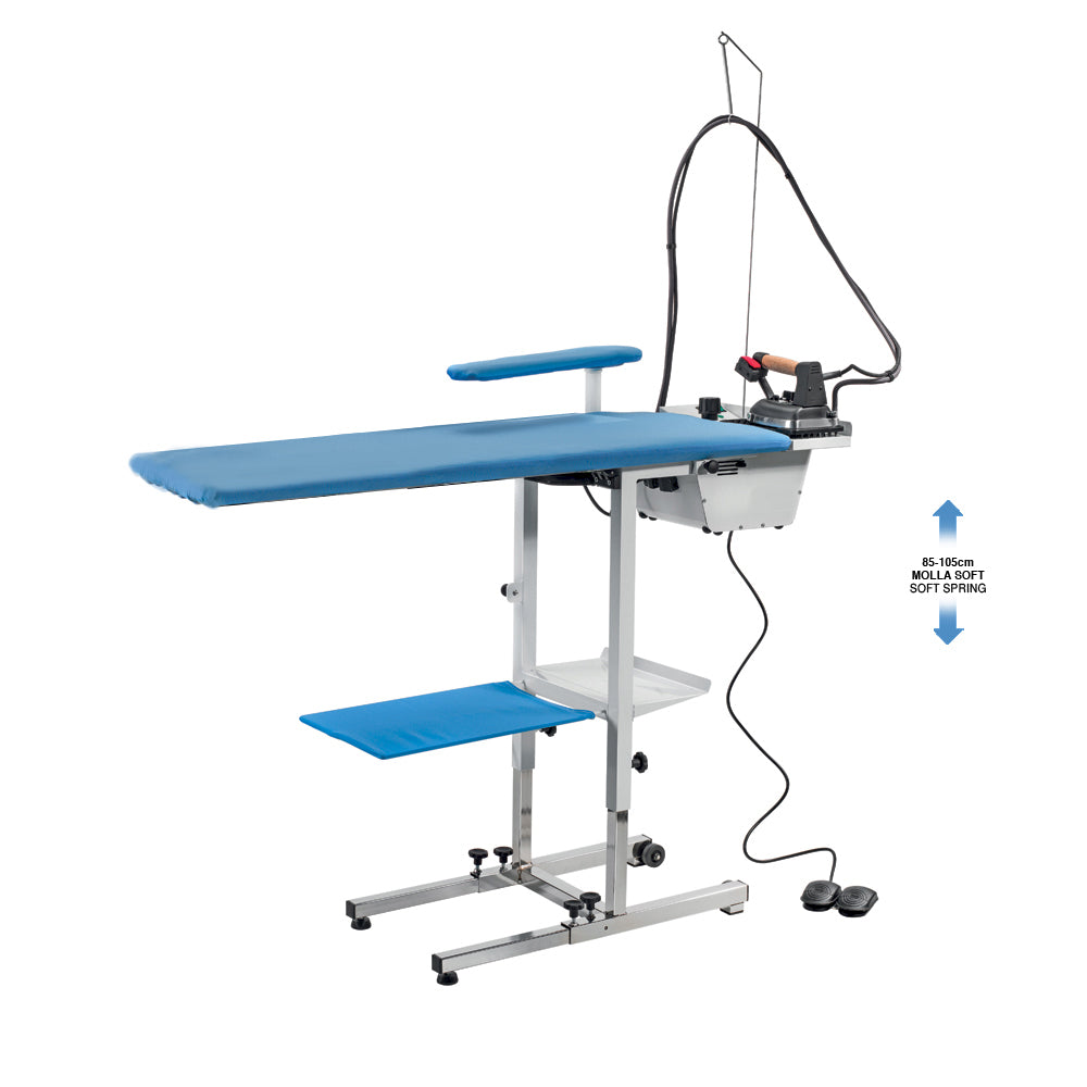 EOLO Tavolo da Stiro AT14 R (112x58 cm) Rettangolare Professionale Piano Pieghevole Motore Aspirante con Piano Riscaldato Completo di Generatore Vapore con Caldaia a Risparmio Energetico e Elettroferro Made in Italy Garanzia 5 Anni Efficienza A++