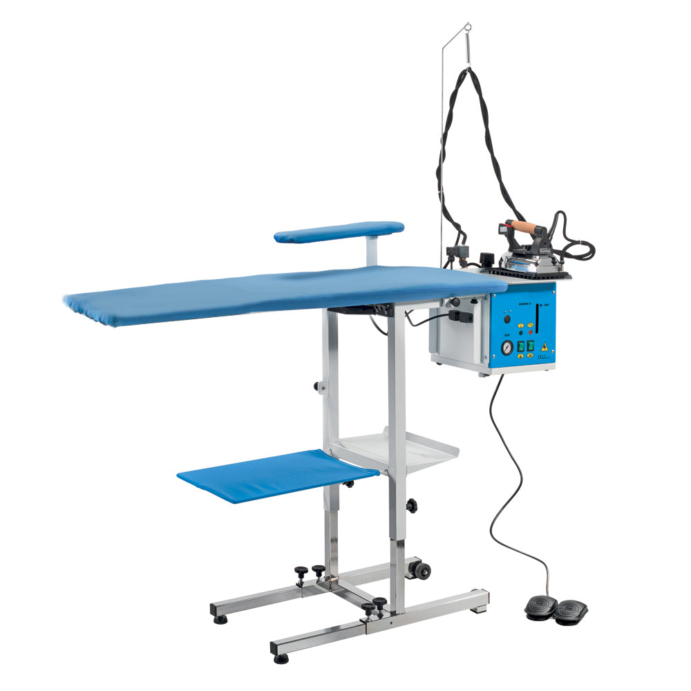 EOLO Tavolo da Stiro AT16 R (112x58 cm) Rettangolare Professionale Pieghevole Motore Aspirante con Piano Riscaldato Completo di Generatore Vapore con Caldaia a Risparmio Energetico e Elettroferro Made in Italy Garanzia 5 Anni Efficienza A++