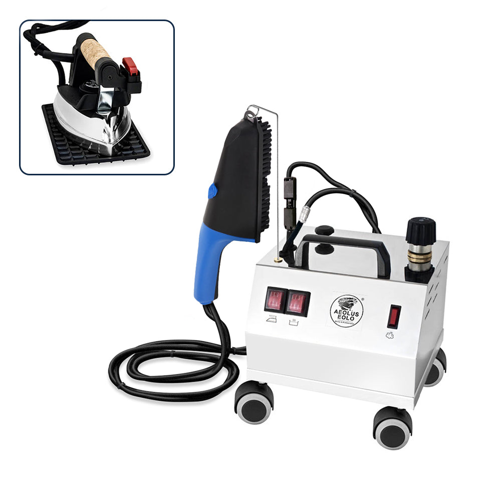 Sistema stirante professionale AV02 DUAL INOX con Caldaia in rame a Risparmio energetico e resistenza esterna anticalcare (2 L) Classe Energetica A++ Made in Italy Garanzia 5 anni