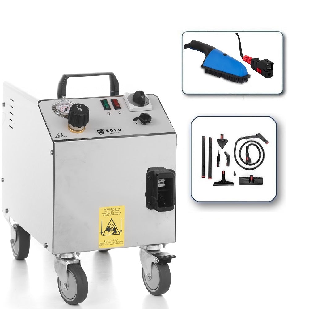 EOLO Pulitore LP01 3K SB200 RA Vapore Secco 180 Gradi Pulizia Professionale Macchina Pulitrice Potente Disinfetta SanificaTessuti Materassi Tappezzeria Macchina per Pulire Divani Sedili Auto Anticalcare Made in Italy Garanzia 5 Anni Efficienza A++