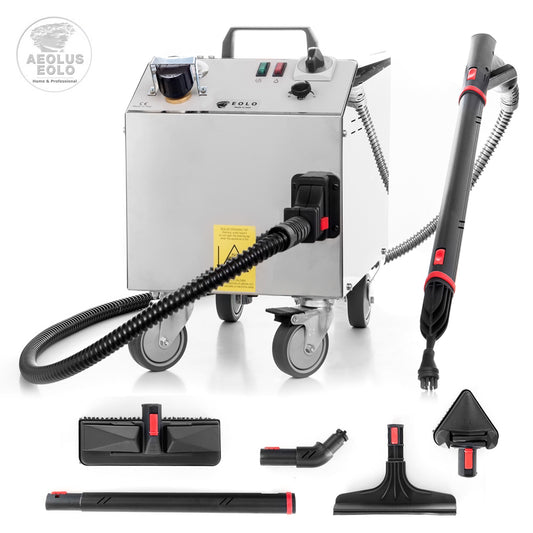 EOLO Pulitore a Vapore Secco LP01 3K RA Professionale Dispositivo Sanificante Lavapavimenti Pulitrice Potente Multiuso Sistema di Pulizia Igienizzazione Ambienti Superfici Tessuti Kit Pulizia Made in Italy Garanzia 5 Anni Efficienza A++