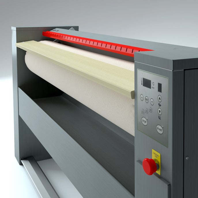 Stiratrice a rullo 120x25 cm Modello MG05 M Mangano da Stiro Professionale Biancheria Piana Lenzuola Federe Tende Asciugamani Controllo elettronico Risparmio energetico A++ Conca Alluminio Made in Italy Garanzia 5 anni