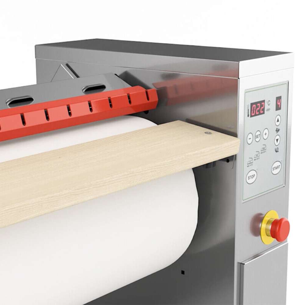 Stiratrice a rullo 200x29 cm Modello MG08 Mangano da Stiro Professionale con Supporto in Acciaio Biancheria Piana Lenzuola Federe Tende Asciugamani Controllo elettronico Risparmio energetico A++ Conca Alluminio Made in Italy Garanzia 5 anni