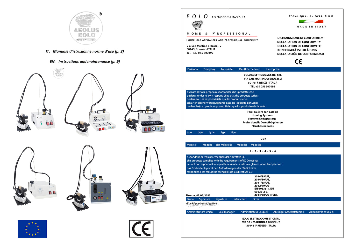 EOLO Sistema Stirante GVK6 RA Professionale con Caldaia in Acciaio Inox AISI 304 Ricarica automatica Resistenza Esterna Anticalcare e Display Elettronico Efficienza A++ Made in Italy Garanzia 5 anni