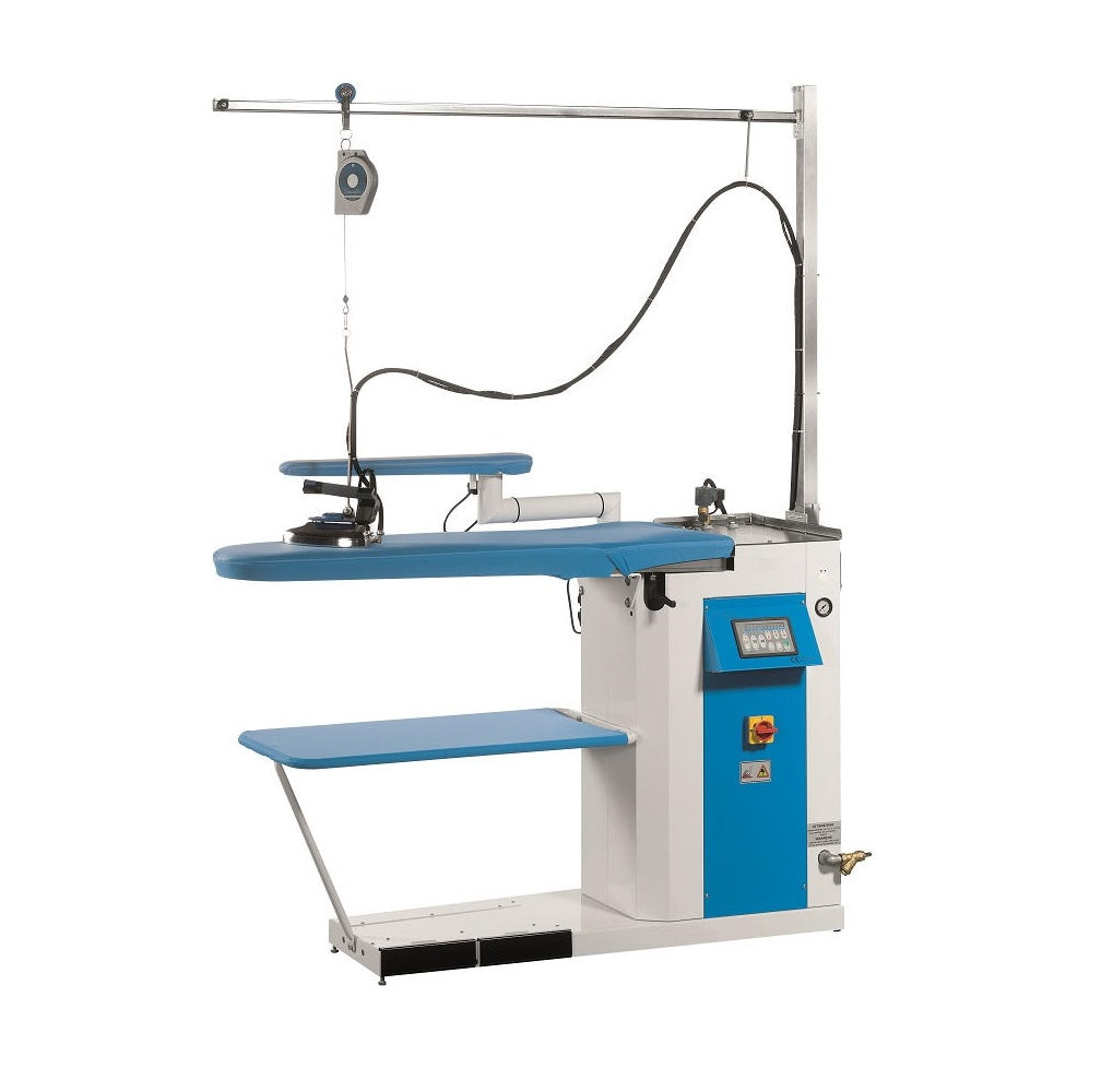 EOLO Tavolo da Stiro TP08V Industriale Aspirante Riscaldato e Vaporizzante con Ferro da Stiro e Caldaia Made in Italy Garanzia 5 Anni Efficienza A++