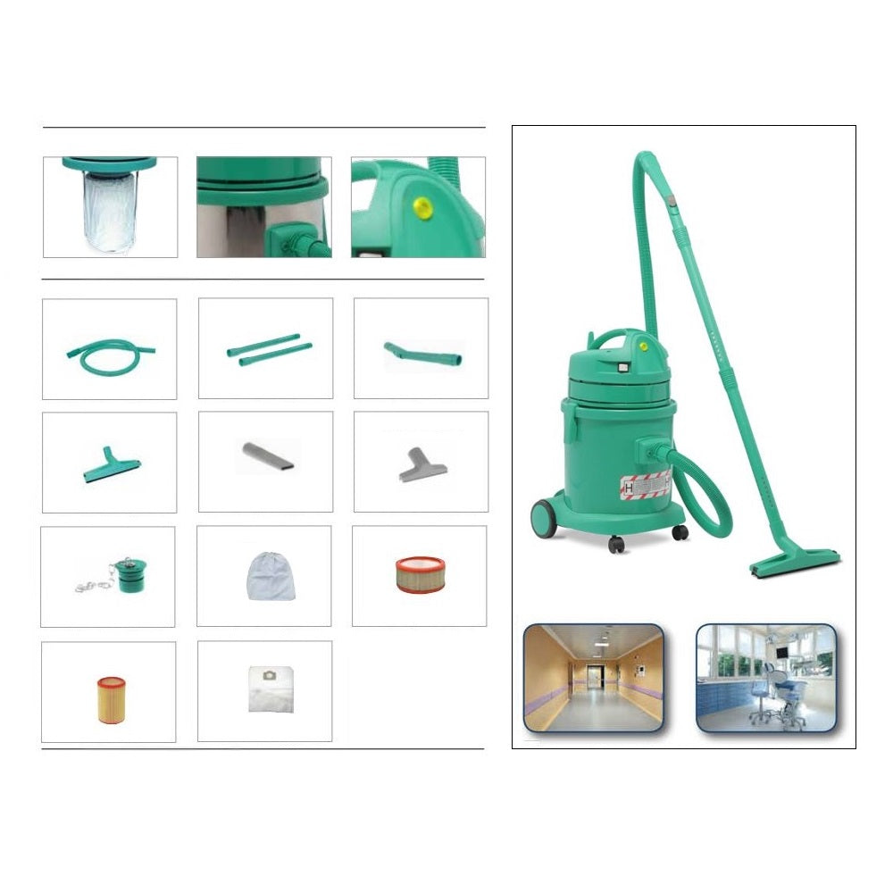 EOLO Aspirapolvere LP27 AB Professionale Polveri Solidi con Plastica Antibatterica Risparmio Energetico Made in Italy Garanzia 5 Anni Efficienza A++