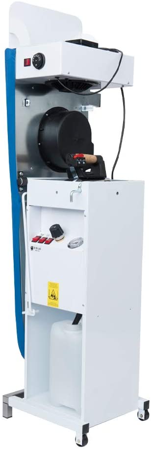Tavolo da stiro professionale modello TS04 RA con caldaia e Ferro da stiro Motore aspirante e soffiante Piano riscaldato con termostato Classe Energetica A++ Made in Italy Garanzia 5 anni