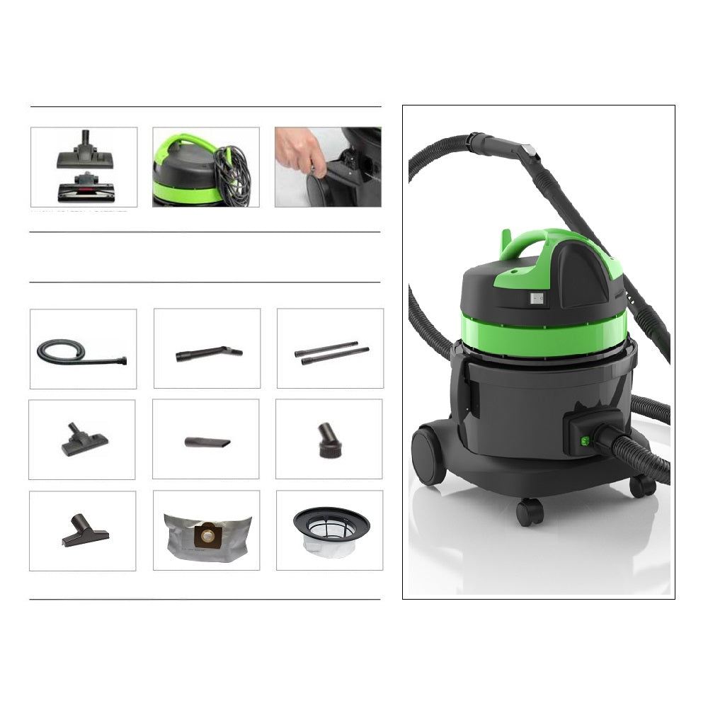 Aspirapolvere semi-professionale per abitazioni e piccole aree, modello LP20 EP CA GT