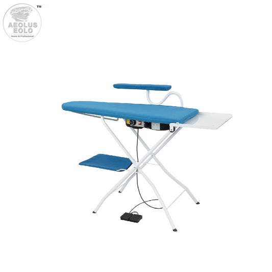 EOLO Asse Stiro AS01 Piano Riscaldato 2 Motori Aspirante Soffiante Stabile Robusto Tavolo Professionale Altezza Regolabile Pieghevole Salvaspazio Ruote Braccetto Stiramaniche Ripiano Indumenti Caldaia Made in Italy Garanzia 5 Anni Efficienza A++