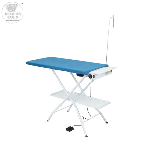 Asse da stiro professionale rettangolare aspirante e riscaldata con termostato, modello AS02 (112x50 cm)