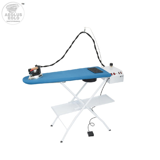 Asse da stiro professionale aspirante e riscaldato con generatore di vapore e ferro da stiro professionale Modello AS07 Made in Italy Garanzia 5 anni