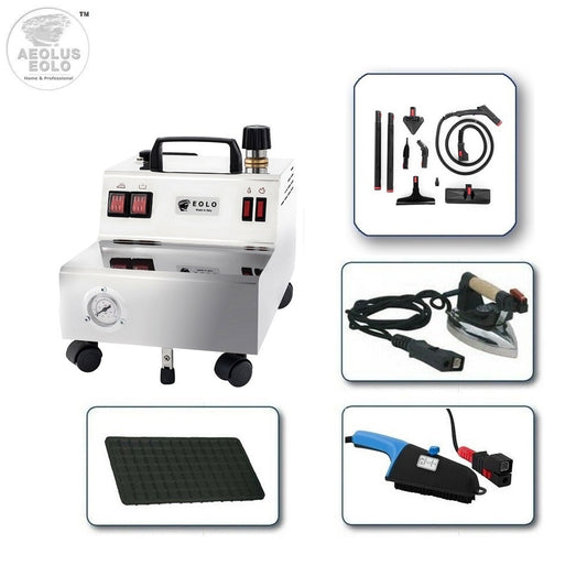 EOLO Generatore di Vapore GV05 FULL Pulizia a Vapore Secco Saturo 180 Gradi Sanificazione Disinfestazione Spazzola Elettrica Vaporetto Pavimenti Pulitrice Professionale Accessori per Pulire Divani Tessuto Made in Italy Garanzia 5 Anni Efficienza A++