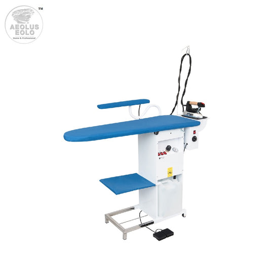 EOLO Tavolo Stiro TS04 RA Professionale Piano Riscaldato Regolabile 2 Motori Aspirante Soffiante Stabile Robusto Pieghevole Salvaspazio Ferro da Stiro Caldaia Vapore Secco Continuo Anticalcare A++ Stiramaniche Ripiano Made in Italy Garanzia 5 Anni