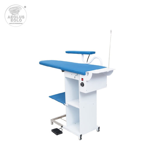 Tavolo da stiro professionale modello TS05 con caldaia Motore aspirante e soffiante Piano riscaldato con termostato Classe Energetica A++ Made in Italy Garanzia 5 anni