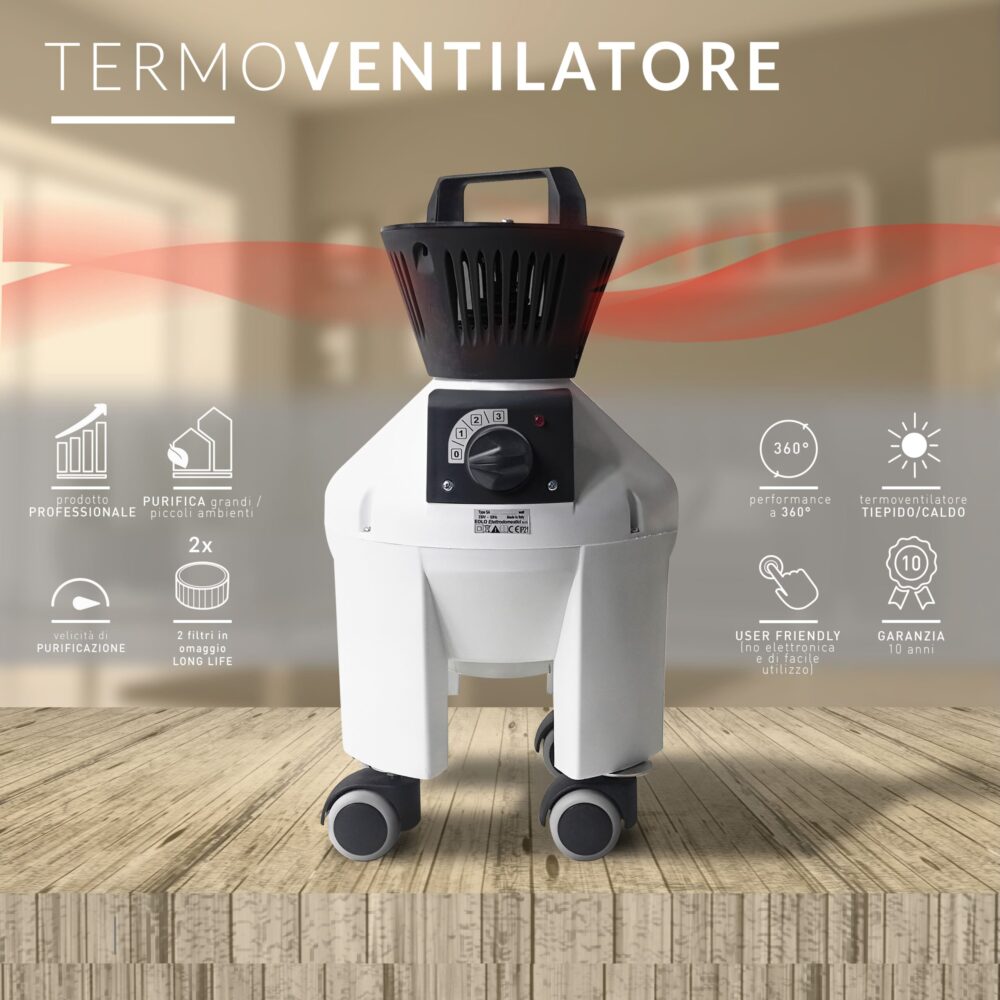 EOLO Termoventilatore d'Aria LPV403 H PRO 3P a Doppia Velocità Made in Italy Garanzia 5 Anni Efficienza A++