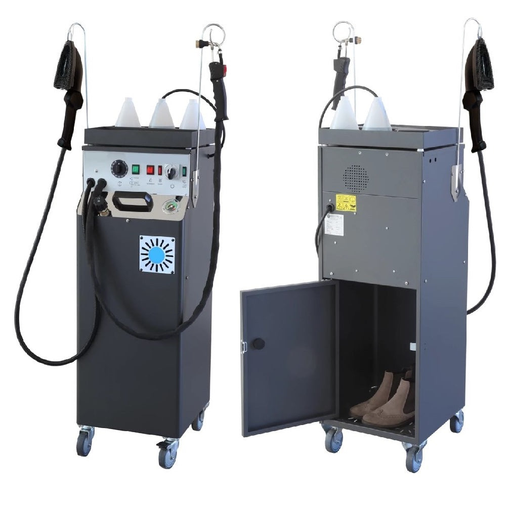 EOLO Macchina a Vapore AV07 CRA Lava Calzature Professionale Macchina Pulitore Tessuti Pulitrice Spazzola Sanificante Disinfettante Generatore di Vapore Aspiratore Asciugatura Kit Pulizia Potente Anticalcare Made in Italy Garanzia 5 Anni Efficienza A++