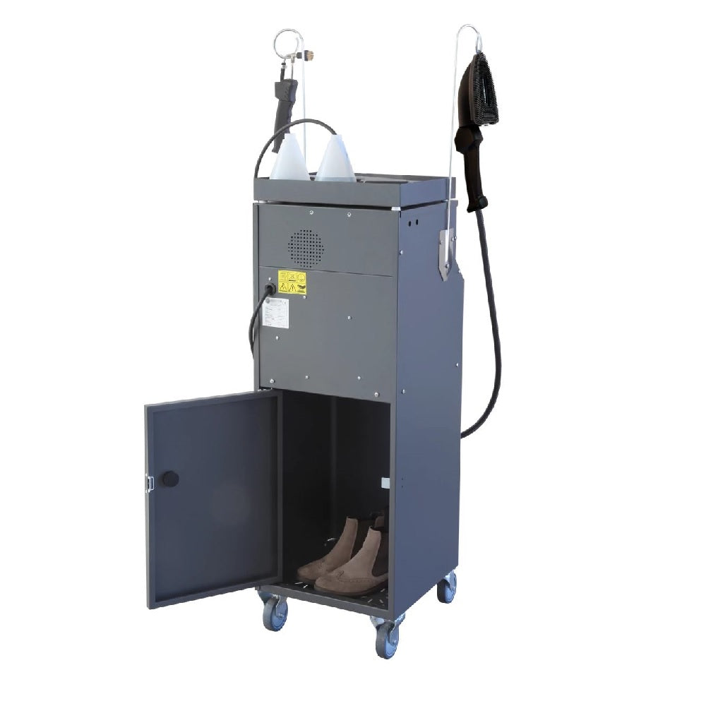 EOLO Macchina a Vapore AV07 CRA Lava Calzature Professionale Macchina Pulitore Tessuti Pulitrice Spazzola Sanificante Disinfettante Generatore di Vapore Aspiratore Asciugatura Kit Pulizia Potente Anticalcare Made in Italy Garanzia 5 Anni Efficienza A++