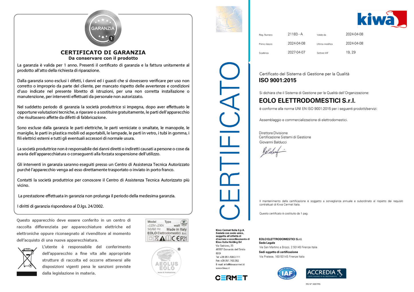 Ferro da stiro professionale a vapore “AGILE STEAM” FR01 SP con termostato Made in Italy Garanzia 5 anni