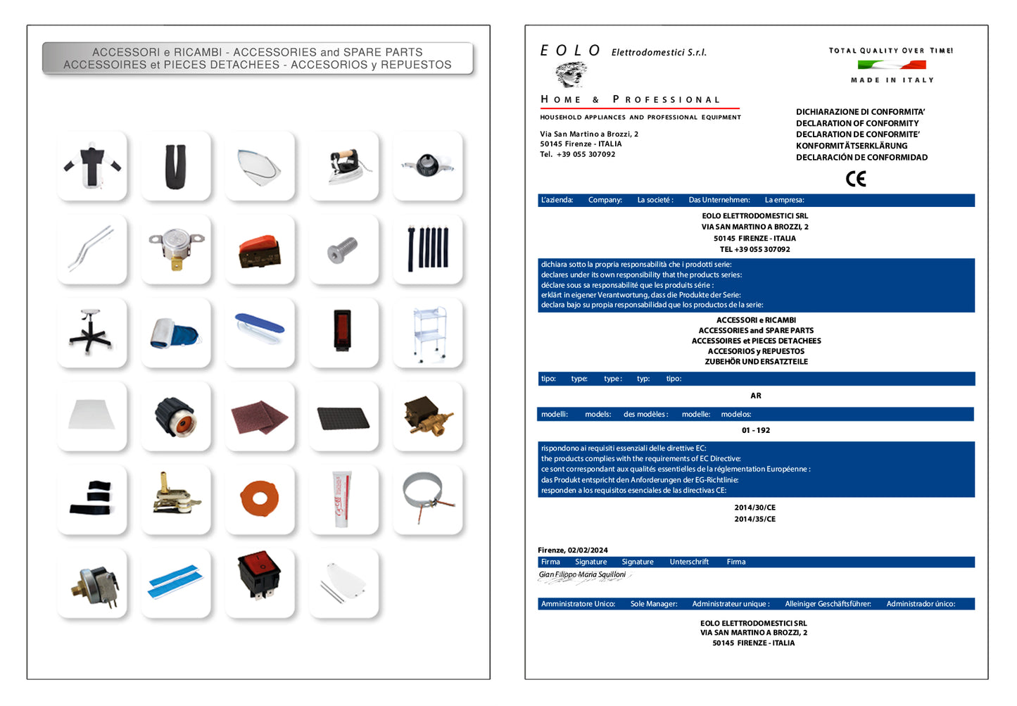 Ferro da stiro professionale a vapore “AGILE STEAM” FR01 SP con termostato Made in Italy Garanzia 5 anni