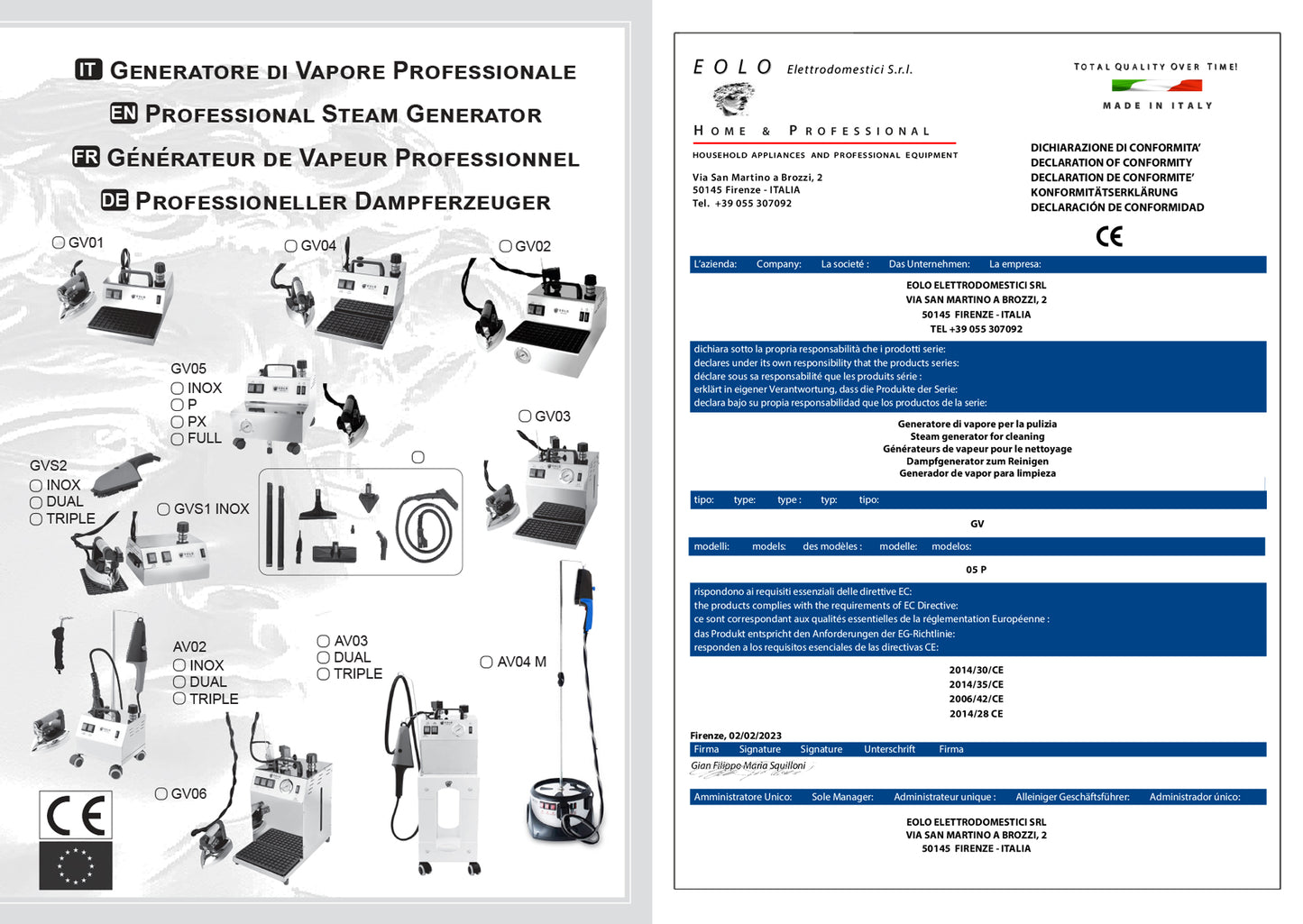EOLO Pulitore a Vapore GV05 PX Anticalcare Lavapavimenti Vetri Macchinario Pulitrice Disinfettazione Materassi Vaporetto per Pulire Disinfettare Casa Bagno Set Accessori Pulizia Vaporella Professionale Made in Italy Garanzia 5 Anni Efficienza A++