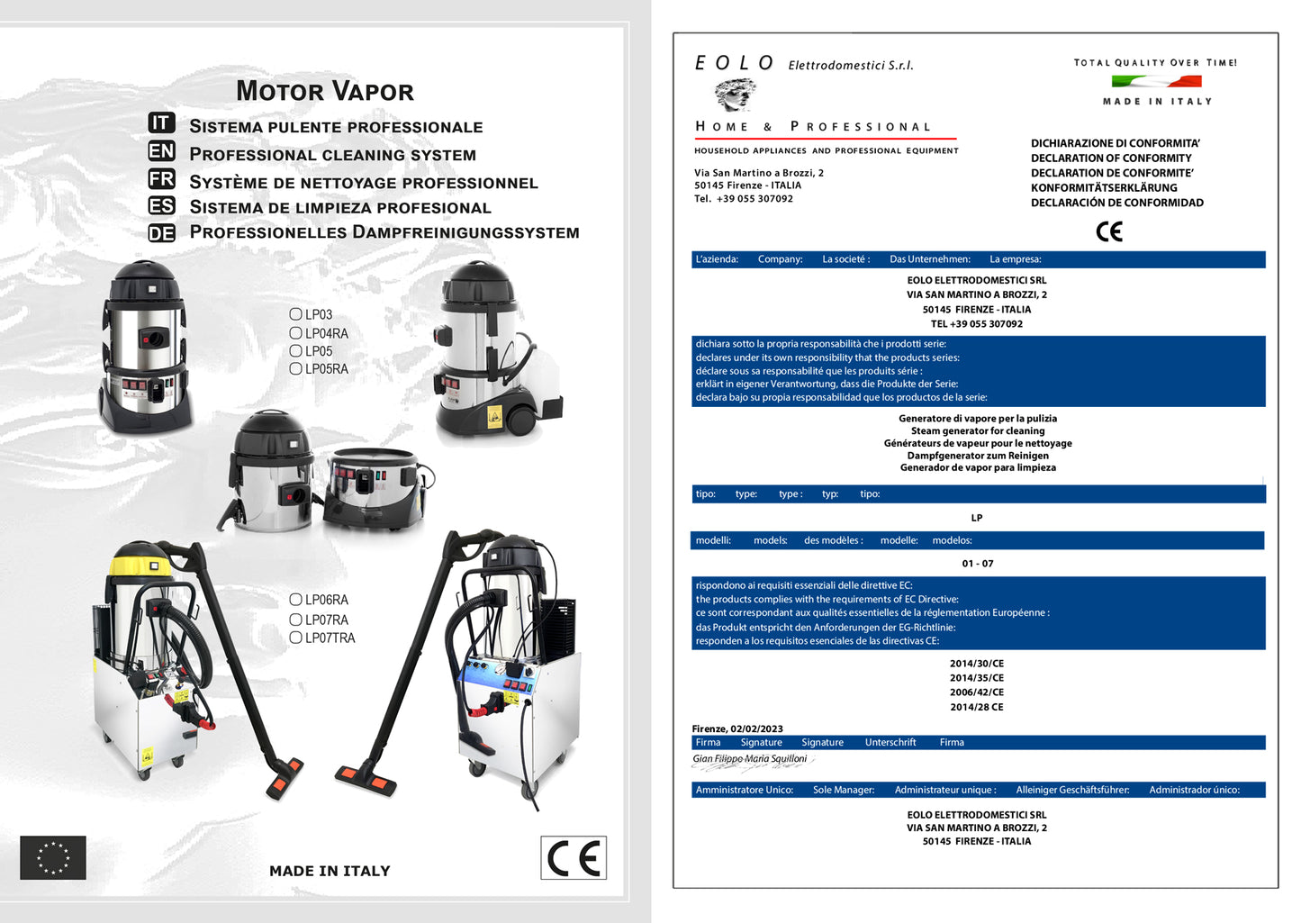 Aspirateur professionnel avec générateur de vapeur LP05 RA