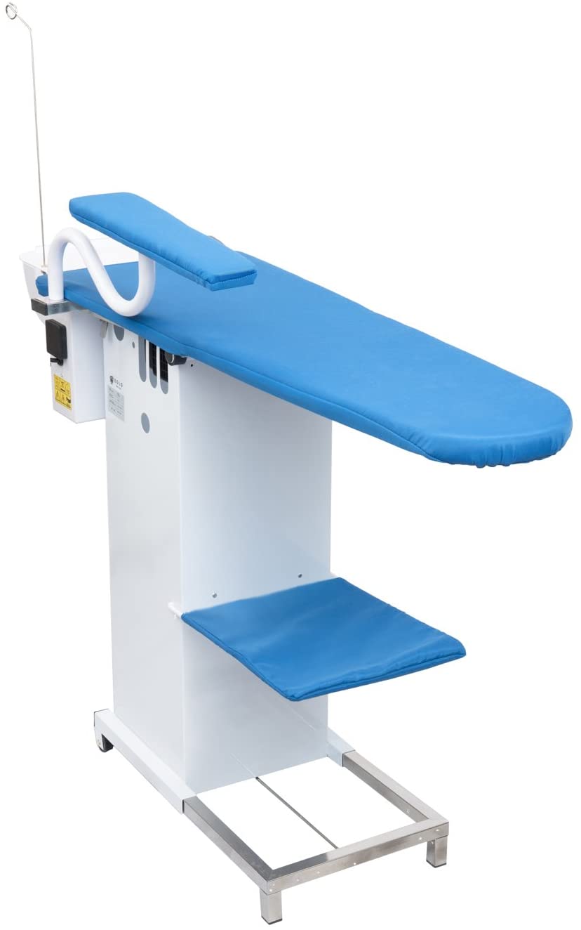 Tavolo da stiro professionale modello TS05 con caldaia Motore aspirante e soffiante Piano riscaldato con termostato Classe Energetica A++ Made in Italy Garanzia 5 anni