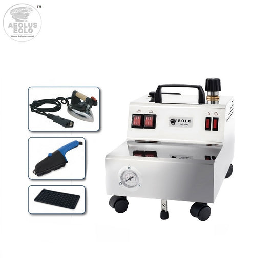 EOLO Sistema Stirante GV05 INOX Ferro da Stiro e Spazzola Professionale Vapore Secco Stiro Verticale Caldaia in Rame Rapida Produzione Vapore Efficienza A++ Resistenza Anticalcare Acciaio Inox Stiratrice Verticale Made in Italy Garanzia 5 Anni